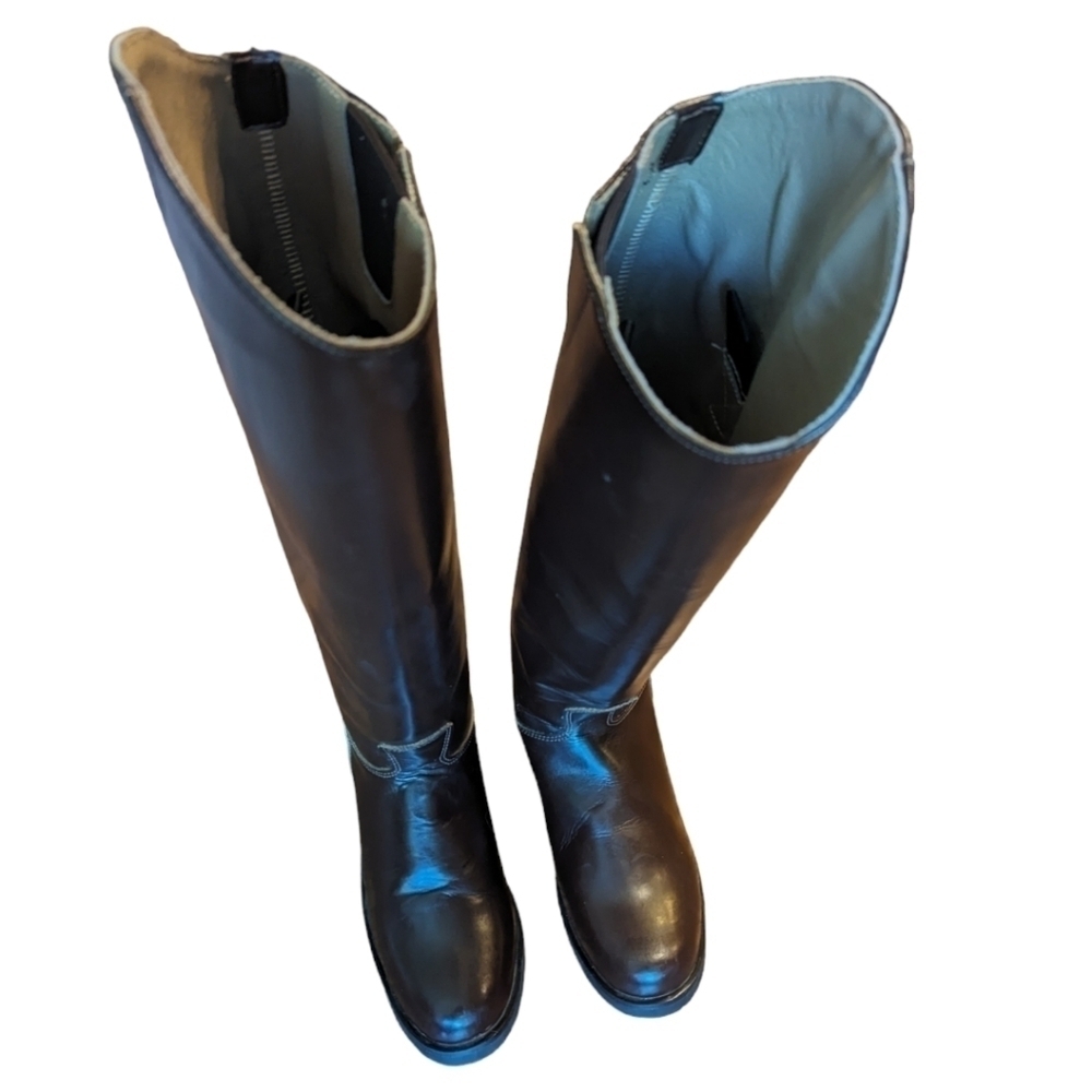 Hispar Horse Riding Dressage Chocolate brown Patrol Tall leather Boots NWOT sz 9 - Picture 5 of 12